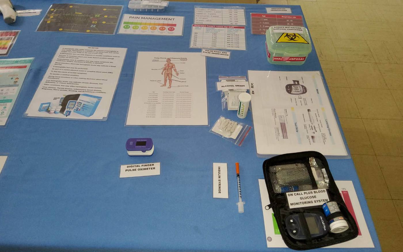 Vital signs monitoring supplies and reference charts